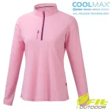 【FIT】女 Coolmax 立領長袖上衣.拉鍊半開襟吸濕排汗衣.運動休閒衫/輕薄涼爽透氣/PS2102-12 粉紅色