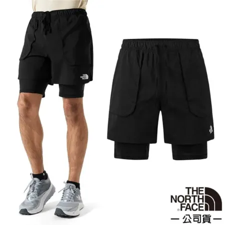 【The North Face】男 彈力防潑水休閒運動短褲.吸濕排汗防曬快乾短褲.健行褲/83S4-JK3 宇宙黑