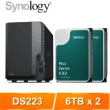 [促銷組合]Synology DS223 2Bay NAS+HAT3300 PLUS 6TB(X2)