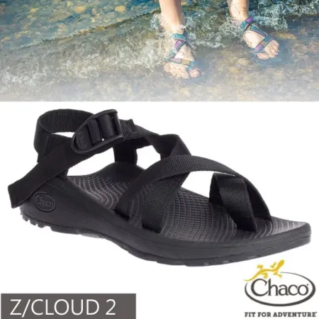 【美國 Chaco】贈置鞋袋 女 Z/CLOUD 2 越野舒壓運動涼鞋 (夾腳款)CH-ZLW02-H406 黑(寬版)