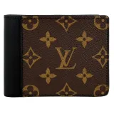 Louis Vuitton LV M69408 Portefeuille Multiple 經典花紋拼接對開短夾