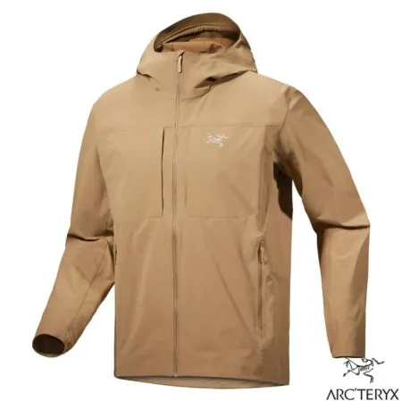 【ARCTERYX 始祖鳥】男 輕量防風防潑水透氣連帽風衣外套.機車夾克/X000007741 帆布棕