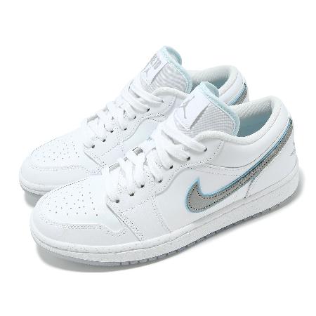 Nike Wmns Air Jordan 1 Low SE 女鞋 白 銀 藍 冰底 AJ1 休閒鞋 FB1874-101