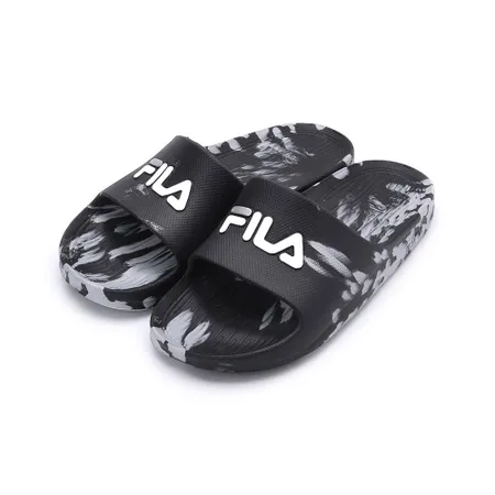 FILA LOGO潑墨紋運動拖鞋 黑/灰 4-S356Y-004 男鞋