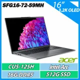 ACER SFG16-72-59MH 灰 CU5-125H/16G/512G/W11/16吋3.2K OLED 羽薄機