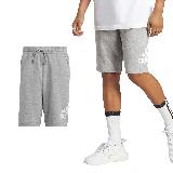 adidas 短褲 Essential Shorts 男款 灰 白 純棉 中腰 抽繩 棉褲 愛迪達 IC9403