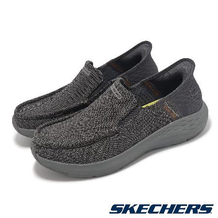 Skechers 休閒鞋 Parson-Ralven Slip-Ins 男鞋 灰 帆布 套入式 回彈 懶人鞋 204804GRY
