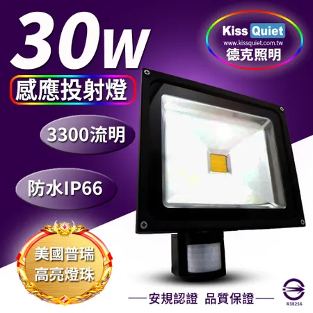 (德克照明)白/暖白 30W LED感應投射燈(10W,20W,50W)探照燈,LED燈管,球泡燈