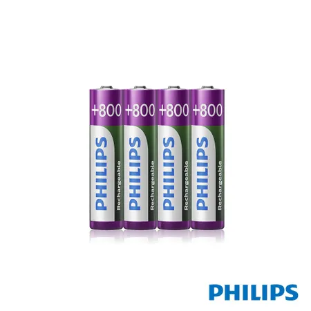 PHILIPS  飛利浦 AAA 4號 800mAh 低自放鎳氫充電電池(4入)_4號充電電池1組4入