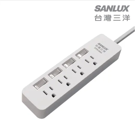 SANLUX台灣三洋 防塵蓋轉接 延長電源線 3孔4座4切2.7M (SYPW-344)_1.8米