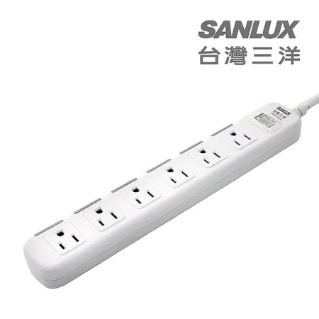 SANLUX台灣三洋 防塵蓋轉接 延長電源線 3孔6座1切1.8M (SYPW-W361DA)