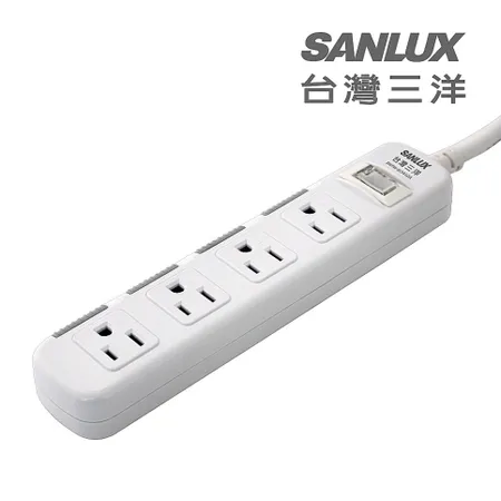 SANLUX台灣三洋 防塵蓋轉接延長電源線 3孔4座1切1.8M (SYPW-W341DA)