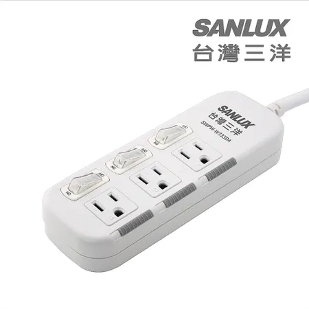 SANLUX台灣三洋 防塵蓋轉接 延長電源線 3孔3座3切1.8M (SYPW-W333DA)