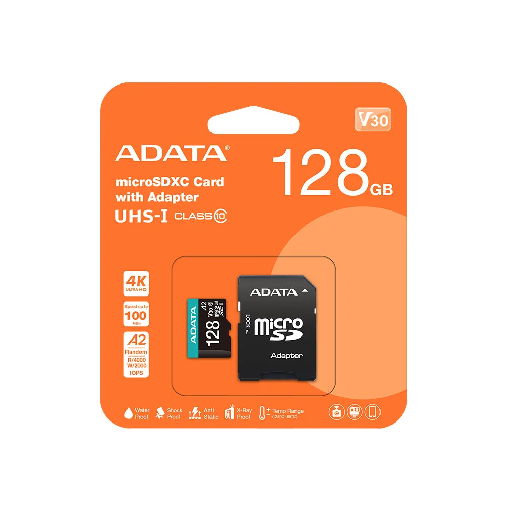 [二入組]威剛ADATA Premier Pro microSDXC 128GB記憶卡(UHS-I/U3/A2/V30)