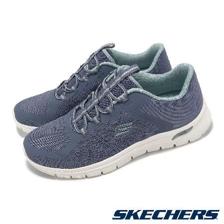 Skechers 休閒鞋 Arch Fit Vista-Wish 女鞋 藍 白 輕量 易彎折 健走鞋 104384SLT