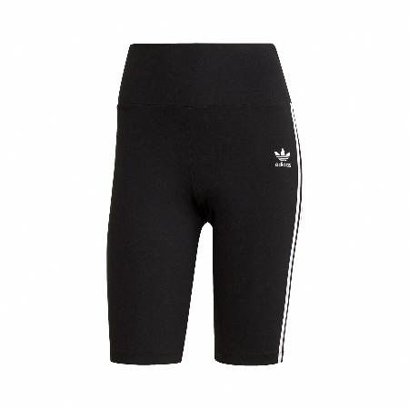 adidas 短褲 HW Tights Short 女款 黑 單車庫 緊身褲 高腰 三線條 三葉草 GN2842