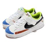 Nike 童鞋 Blazer Low 77 PS 中童 白 藍 黑 麂皮 圖案 魔鬼氈 小朋友 DV1751-101