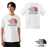 【The North Face】男 彈性透氣純棉短袖圓領T恤.休閒套頭衫.運動上衣/88G3-FN4 雪峰白