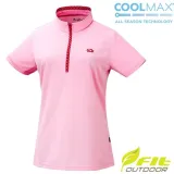 【FIT】女 Coolmax 立領短袖上衣.拉鍊半開襟吸濕排汗衣.運動休閒衫/輕薄涼爽透氣/PS2105-12 粉紅色