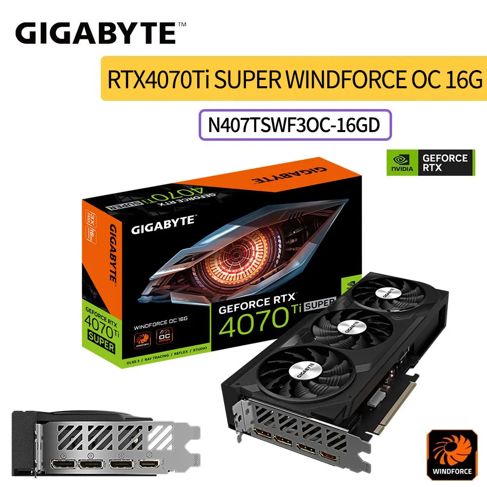 技嘉GIGABYTE GeForce RTX 4070Ti SUPER WINDFORCE OC 16G 顯示卡(N407TSWF3OC-16GD)