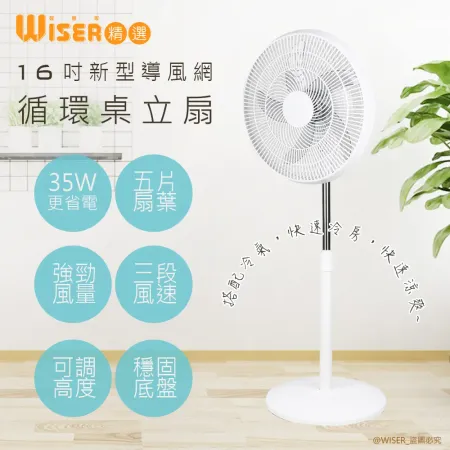 【Wiser精選】16吋導流旋風式電風扇立扇循環扇(新型導流網)