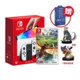 任天堂 Nintendo Switch OLED 白色 +NS 魔物獵人2破滅之翼+Amiibo隨從贈抗藍光保護貼