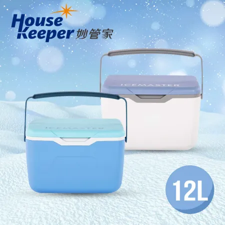 妙管家 ICEMASTER手提式保冰桶12L(北歐藍/珍珠白) 附冰磚 戶外保冷箱 露營野餐烤肉冰桶 車載 釣魚冰箱