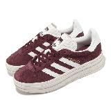 adidas 休閒鞋 Gazelle Bold W 女鞋 酒紅 白 厚底 拼接 麂皮 三葉草 愛迪達 HQ6892