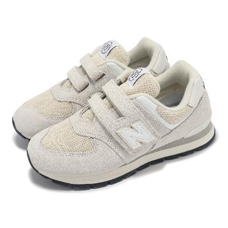 New Balance 休閒鞋 574 中童 寬楦 米白 小朋友 麂皮 魔鬼氈 運動鞋 NB PV574DGH-W