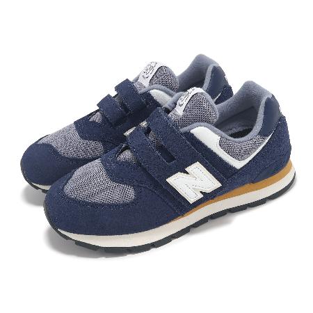 New Balance 休閒鞋 574 中童 寬楦 藍 白 小朋友 魔鬼氈 麂皮 運動鞋 NB PV574DNH-W