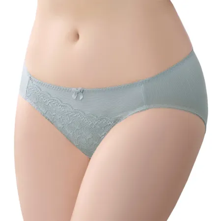 【思薇爾】輕沁舒系列M-XL涼感蕾絲低腰三角女內褲(粉霧藍)