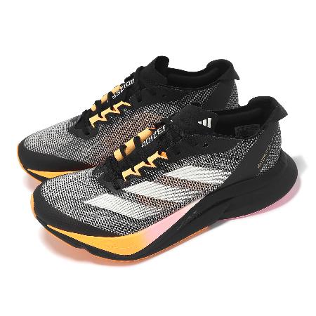 adidas 慢跑鞋 Adizero Boston 12 W 女鞋 黑 橘 緩衝 輪胎大底 碳板 運動鞋 愛迪達 IF9221