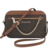 MICHAEL KORS Jet Set Item LOGO PVC方形鍊帶相機斜背包(巧克力色)