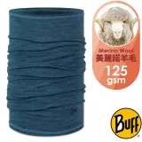 【BUFF】舒適素面 125 gsm美麗諾羊毛頭巾.魔術頭巾(恆溫透氣+抗菌除臭) 117819-759 深海藍紋