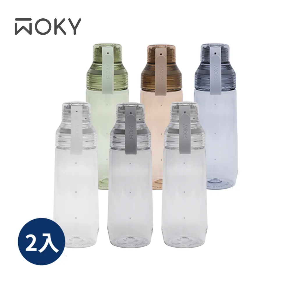 【WOKY 沃廚】ECOZEN 透明瓶600ml(附彈跳吸管)2入組