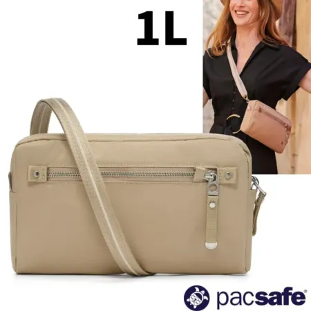 【Pacsafe】W 3-In-1 Sling 三用防盜手拿側背包 1L.單肩側背包.手拿隨身包/20461207 卡其