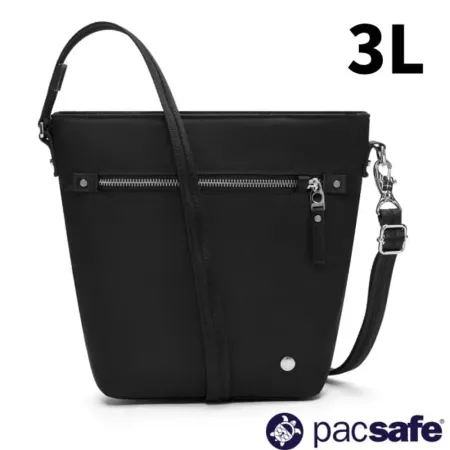 【Pacsafe】W Crossbody 防盜托特包 3L.單肩側背包.RFID護照包.斜背隨身包/20462100 黑