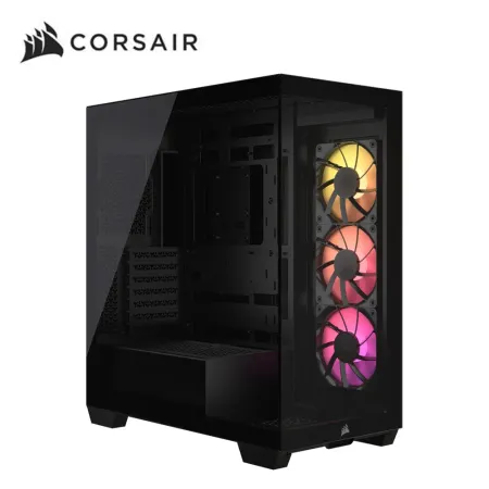 海盜船CORSAIR 3500X 強化玻璃電腦機殼 附RS120 ARGB風扇三入【黑】