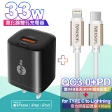 MyStyle mini氮化傢Gan33W Type-C(PD)+USB 黑+NEXSON 蘋果認證 C to L-金