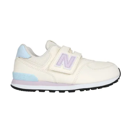 NEWBALANCE 女中童復古慢跑鞋-WIDE-574系列 N字鞋 寬楦 米白淺紫藍