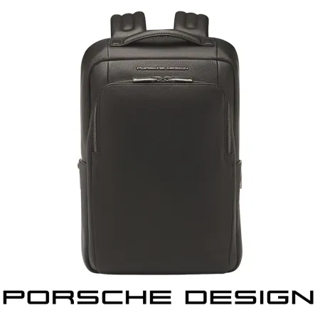 【Porsche Design】限量3折 德國頂級小牛皮旅行後背包 全新專櫃展示品(黑色 OLE1600)