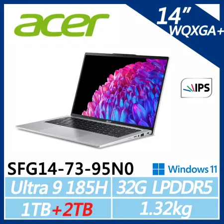 ACER SFG14-73-95N0 AI筆電 (Ultra 9 185H/32G D5/1TB+2TB/W11)