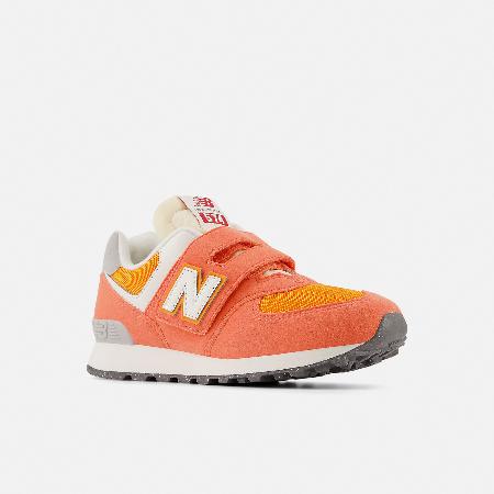 New Balance 休閒鞋 574 中童 寬楦 海灣紅 白 麂皮 魔鬼氈 小朋友 運動鞋 NB PV574RCB-W