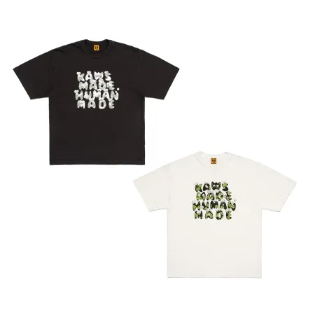 【SPLY】Kaws x Human Made 胸前文字款 白/黑 短袖 XX27TE017