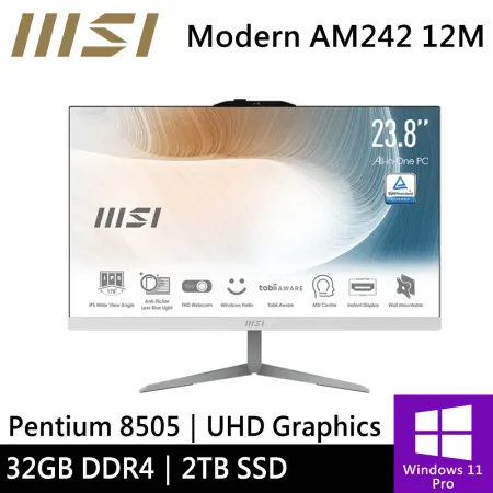 微星 Modern AM242 12M-836TW-SP7 24型 白-特仕機(32G/2TB SSD)