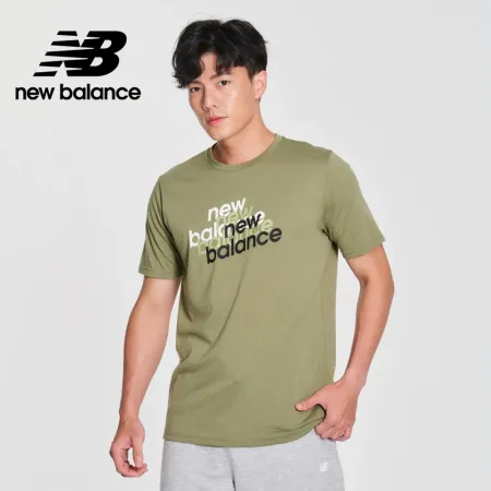 [New Balance]漸層NB吸濕排汗短袖上衣_MT41071DEK_男性_綠色