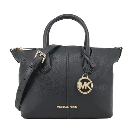 MICHAEL KORS HYDE荔枝紋手提/斜背兩用包-黑