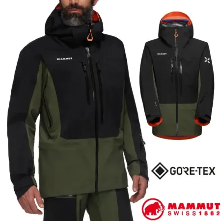 【MAMMUT 長毛象】男 Eiger Free GTX防風防水連帽外套/1010-30300-40294 深沼澤綠/黑