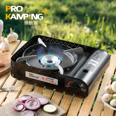 Pro Kamping 領航家 高功率瓦斯爐4.1kW 黑森爐 PK-42 附收納盒 (日本製卡式爐 露營防風單口爐)