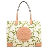 TORY BURCH 151611 花卉圖樣皮邊飾大托特包.米/綠